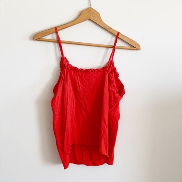 Urban Romantics Red Ruffle Button down Top - Picture 4 of 5